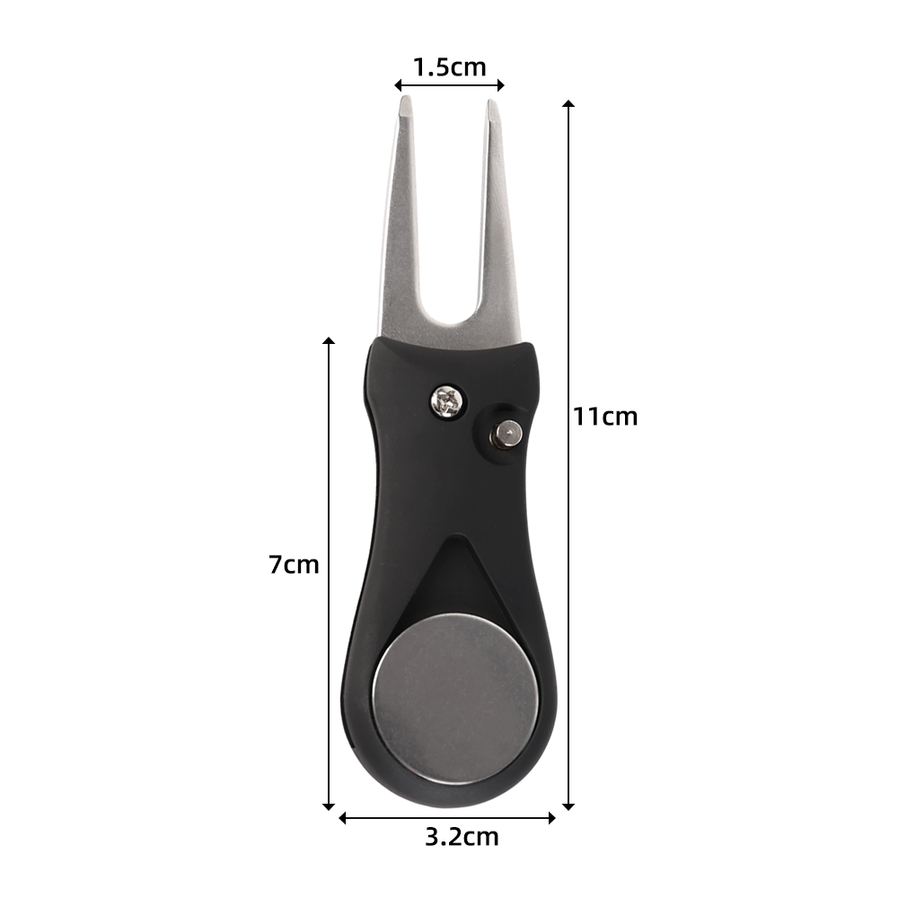 Golf Divot Repair Tool with Ball Marker Pitch Mark Switchblade Golf Black