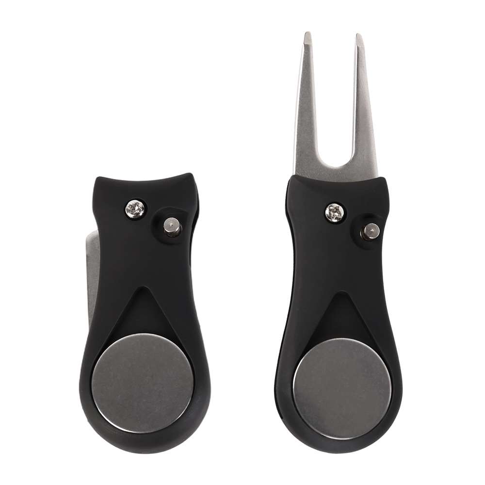 Golf Divot Repair Tool with Ball Marker Pitch Mark Switchblade Golf Black