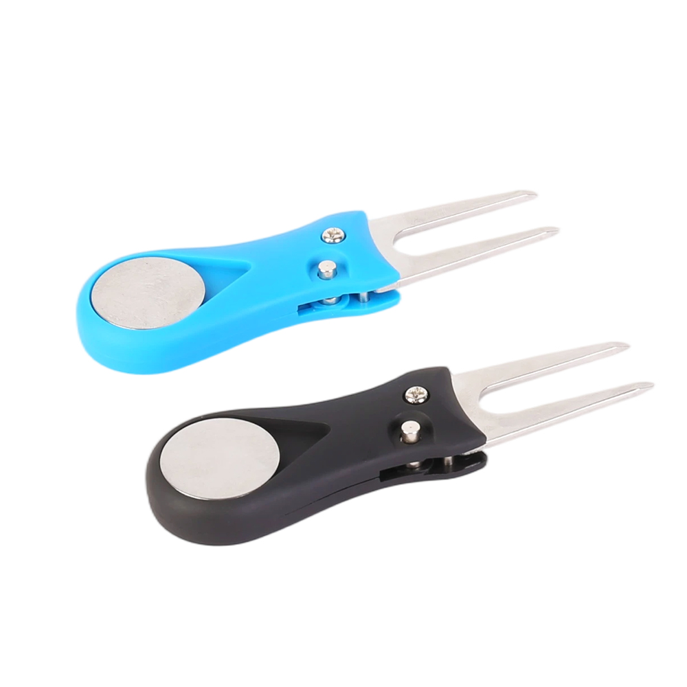 Golf Divot Repair Tool with Ball Marker Pitch Mark Switchblade Golf Black