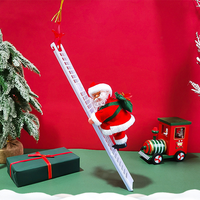 Climbing Santa Claus with Backpack on Ladder 72cm Gift
