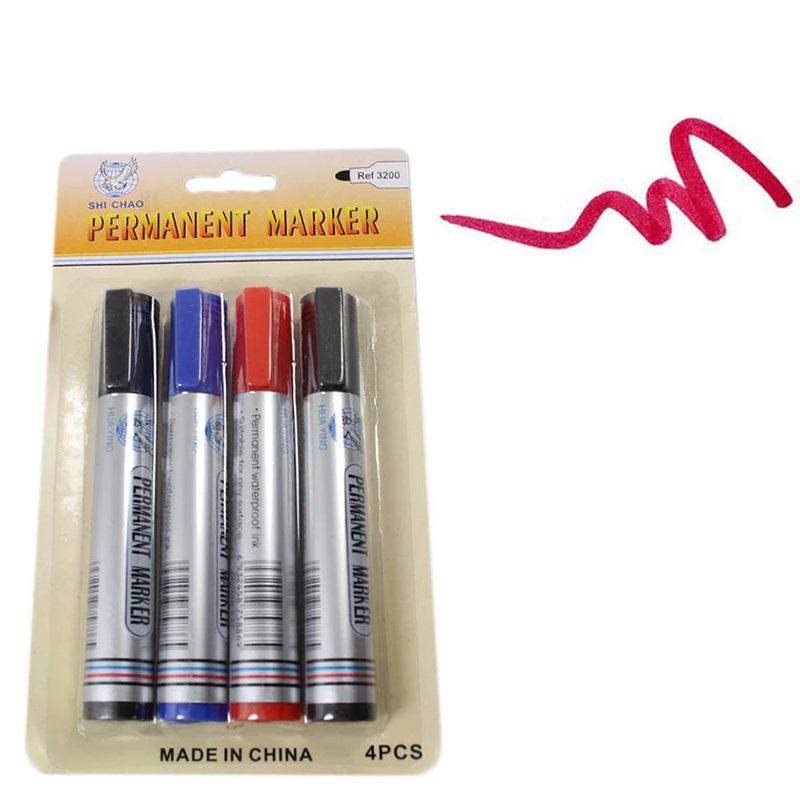 Permanent Markers Pack of 4 DIY Marker Assorted Colours