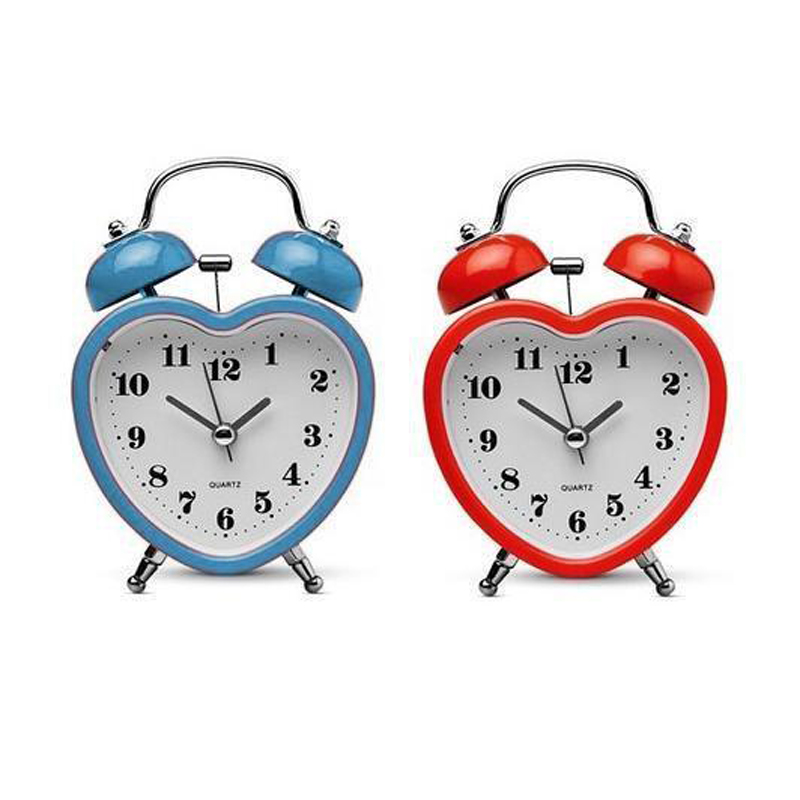 Heart Bedroom Alarm Clock with Bell Retro Design Clock 8 cm Random Colours