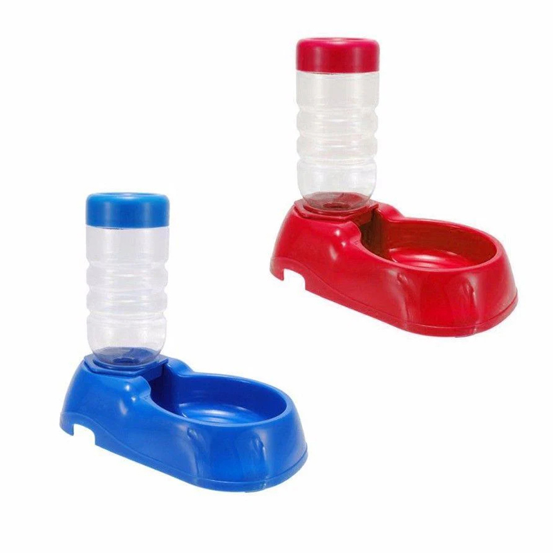 Dog Cat Rabbit Plastic Automatic Food Water Dispenser Dish Bowl Feeder Random Colours