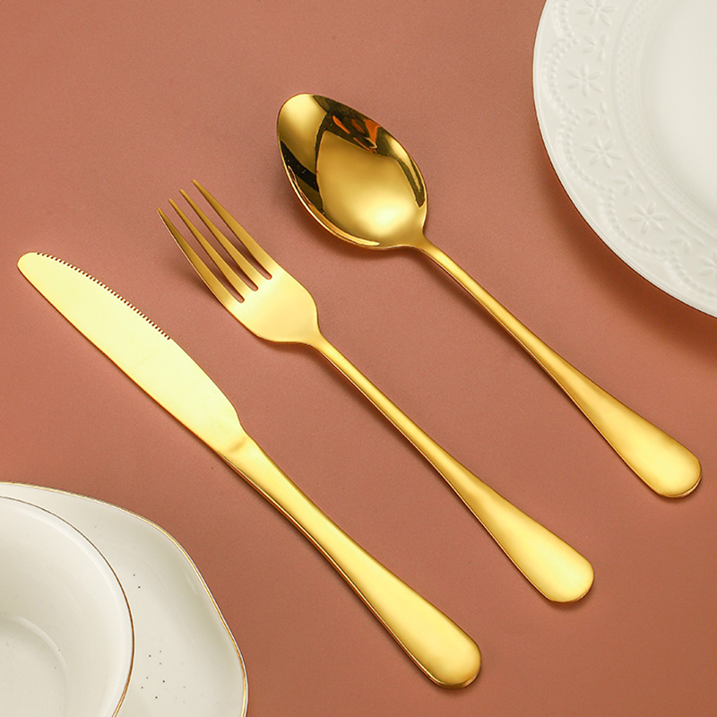 3pcs Gold Coloured Metal Forks 20cm