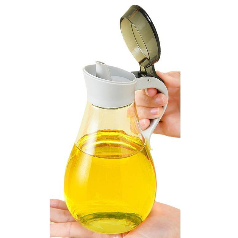 Glass Olive Oil Vinegar Dispenser Pouring Bottle with Plastic Top 380ml Random Colours