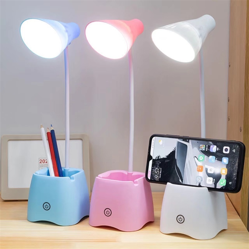 LED Desk Lamp with Pen Holder Rechargeable Touch Control Foldable Study Light Random Color