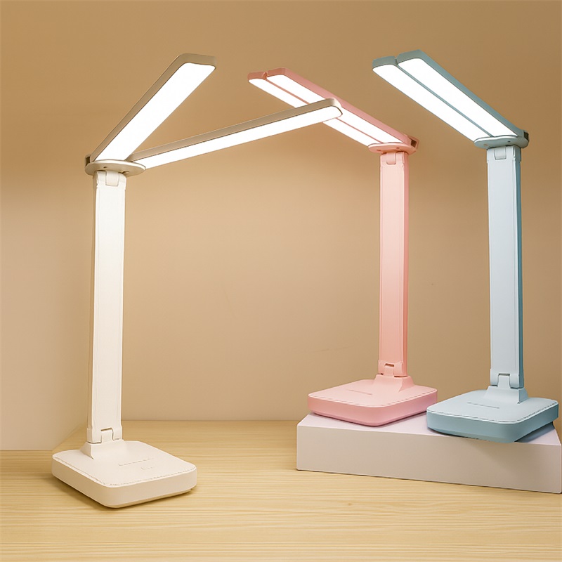 LED Desk Lamp with Phone Holder Foldable Eye Caring Table Lamp Reading Study T61 Random Color