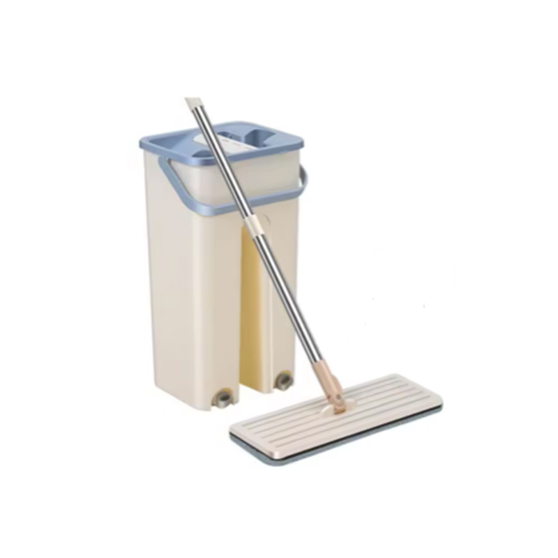 5L Flat Mop Bucket Set With 2 Mop Pads Wet and Dry Mop Bucket Set for Hardwood Laminate Wood Flooring Tile Cleaning Random Color