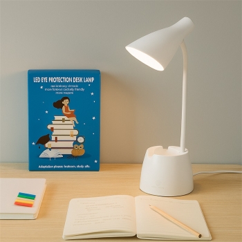 LED Desk Lamp with Pen Holder Rechargeable Touch Control Foldable Study Light Random Color