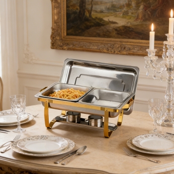 2 Pan 9.5L Buffet Banquet Chafing Dish with Lid and Fuel Container Buffet Server Food Warmers for Buffets Hotel Breakfast Areas Catering Party Wedding