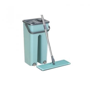 5L Flat Mop Bucket Set With 2 Mop Pads Wet and Dry Mop Bucket Set for Hardwood Laminate Wood Flooring Tile Cleaning Random Color