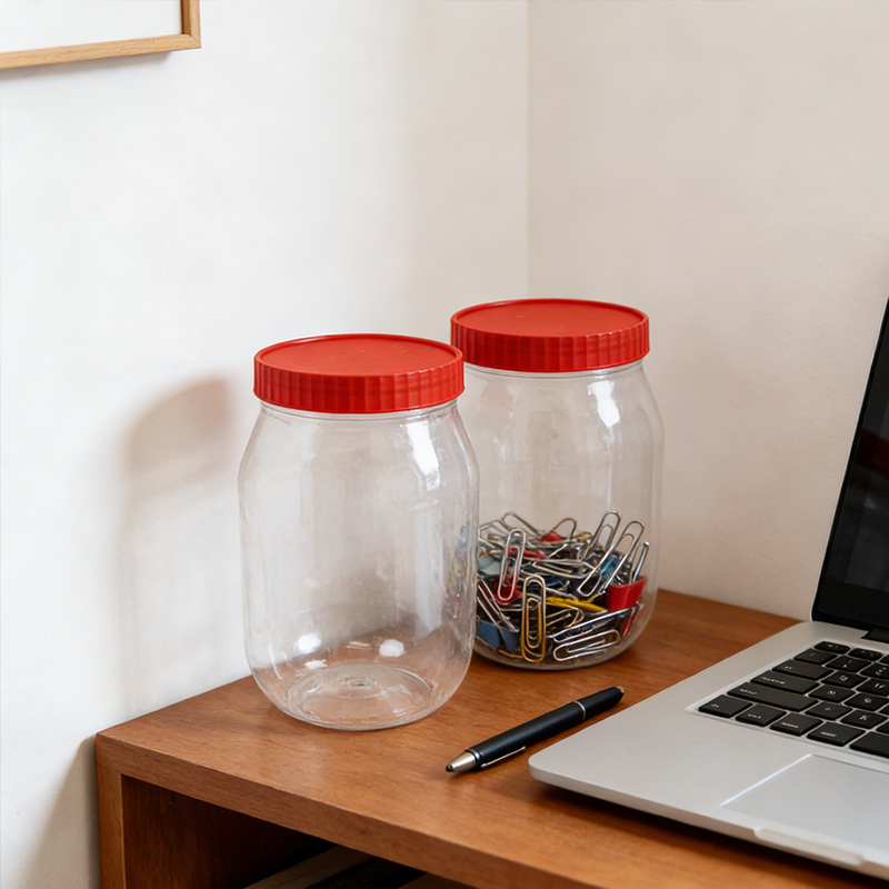 2PCS 1000ml Plastic Food Storage Jar with Lids Kitchen Reusable Freezer Storage Containers