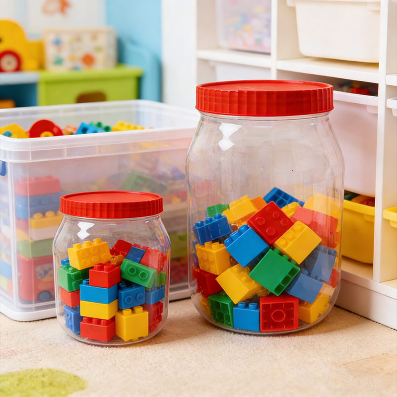 1500mL + 500mL Plastic Food Storage Jar with Lids Kitchen Storage Jar Reusable Freezer Storage Containers