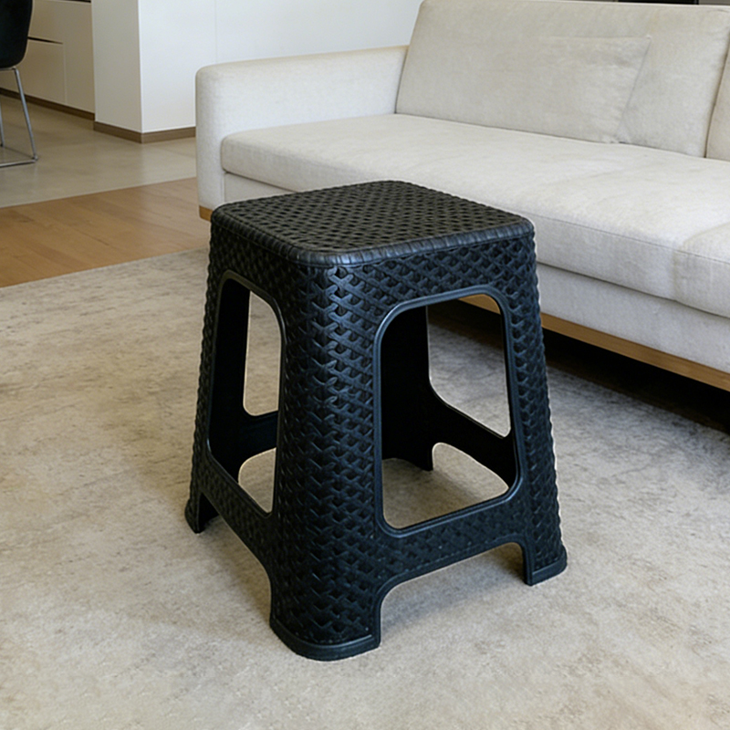 Plastic Rattan Stool Large Minimalist Backless Stools 28 x 28 x 46cm Random Colours