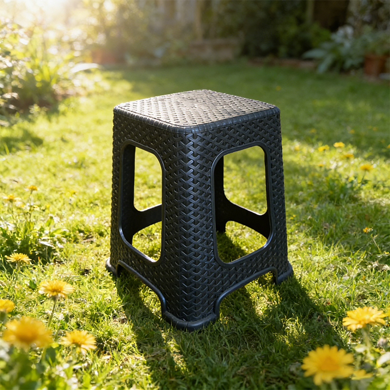 Plastic Rattan Stool Large Minimalist Backless Stools 28 x 28 x 46cm Random Colours