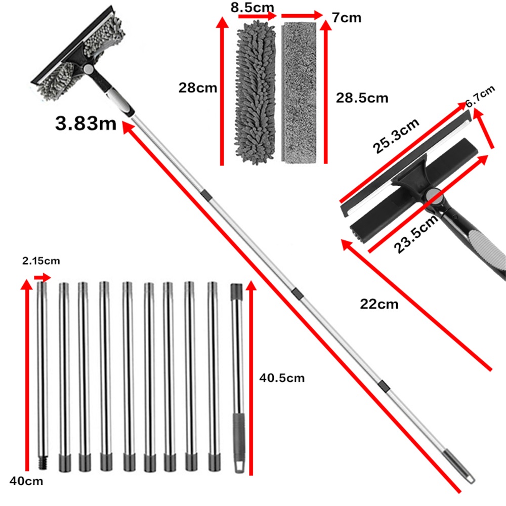 4.5m Telescopic Squeegee Cleaner Window Cleaning Kit for Glass Extendable Pole