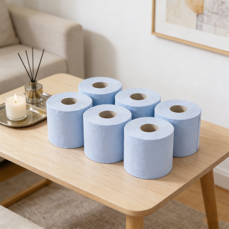 6 Rolls Cleaning Paper Blue Centrefeed Rolls Toilet Rolls Kitchen Tissue Cleaning Solution