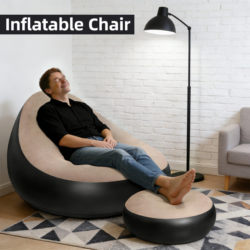 2PCS Inflatable Chair With Foot Stool Inflatable Couch Portable Inflatable Chairs