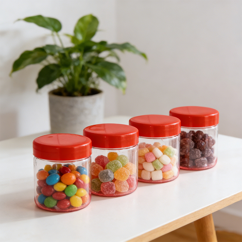 4PCS 300ml Plastic Food Storage Jar with Lids Kitchen Reusable Freezer Storage Containers