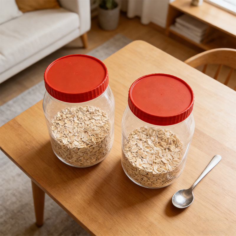 2PCS 1000ml Plastic Food Storage Jar with Lids Kitchen Reusable Freezer Storage Containers