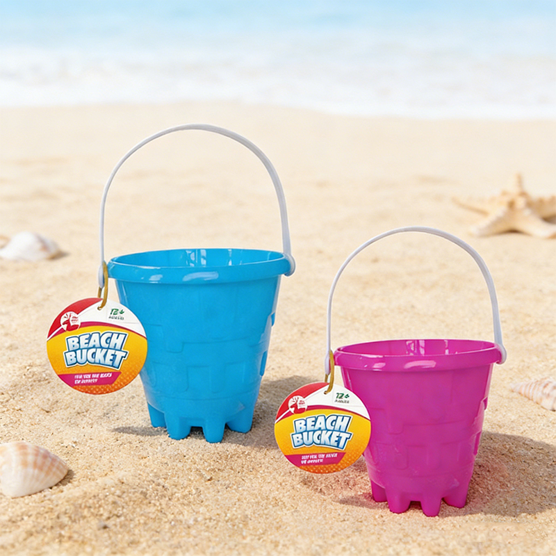 Plastic Kids toy sandpit bucket 15 x 15cm random color