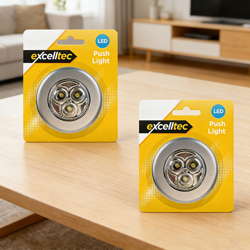 2 Pcs LED Touch Push On Off Light Self Stick On Click Battery Button Light Gift