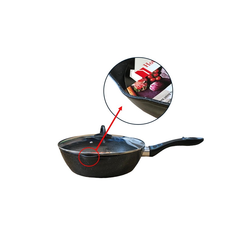 28 cm Speckled Frying Pan with Deep Base and Glass Lid  Random Colour Home