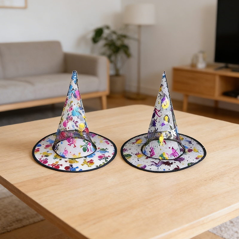 Multicoloured Kids Witch Halloween Fancy Dress Hat Assorted Colours Random Sent