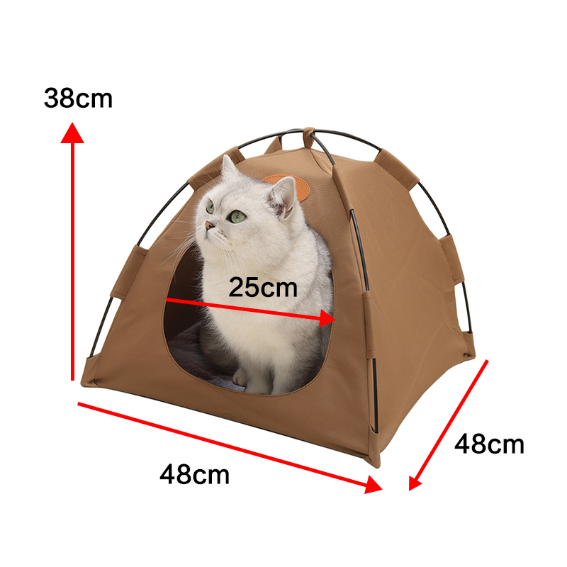 Pet Tent Cat Puppy Play Tent House with Warm Soft Bed Pad - Coffee Gift