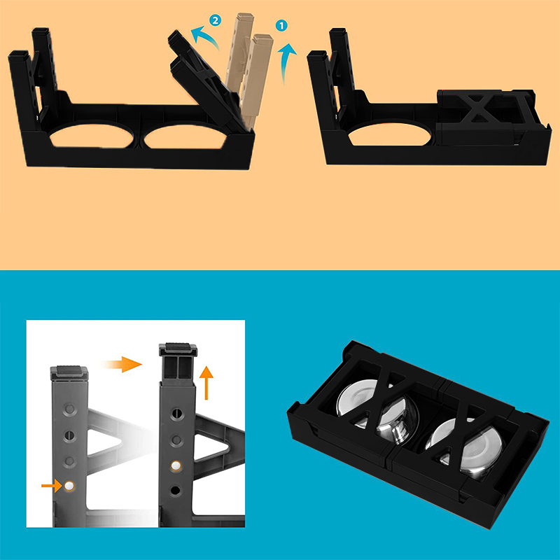 Elevated Dog Bowls 5 Height Adjustable Stand Raised dog bowl with Double Stainless Steel Bowls for Small Medium Large Dogs - Black Home