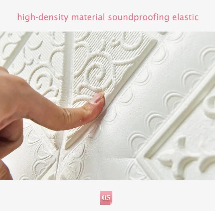 10pcs 3D Tile Brick Wall Sticker Waterproof Foam Panel Self-adhesive Wallpaper -White Pineapple Grid Home