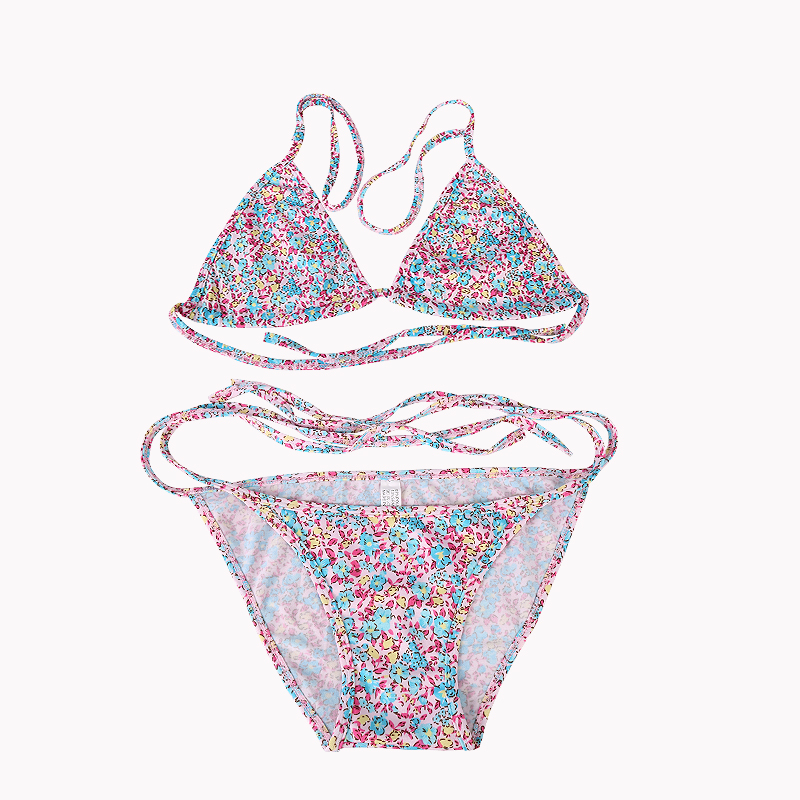 Womens Push Up Bikini Bra Bikini Thong Strappy Set Swimsuit Bathing Suit for Summer Beach ink Flowered Gift