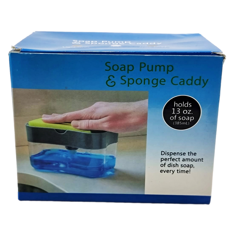 2 In 1 Sink Soap Dispenser and Sponge Holder Caddy 15 x 12 x 9.5 cm Random Colour Home