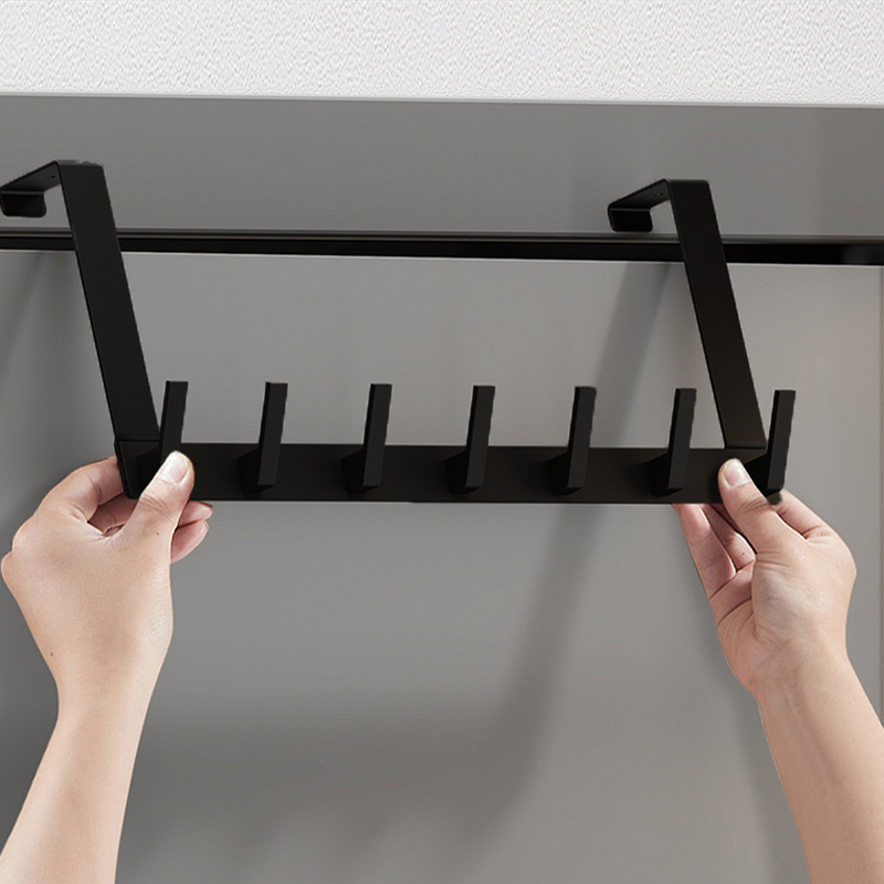 Over Door Hook Hanger Aluminum Alloy Coat Hooks Rack with 7 Hooks Black  Home