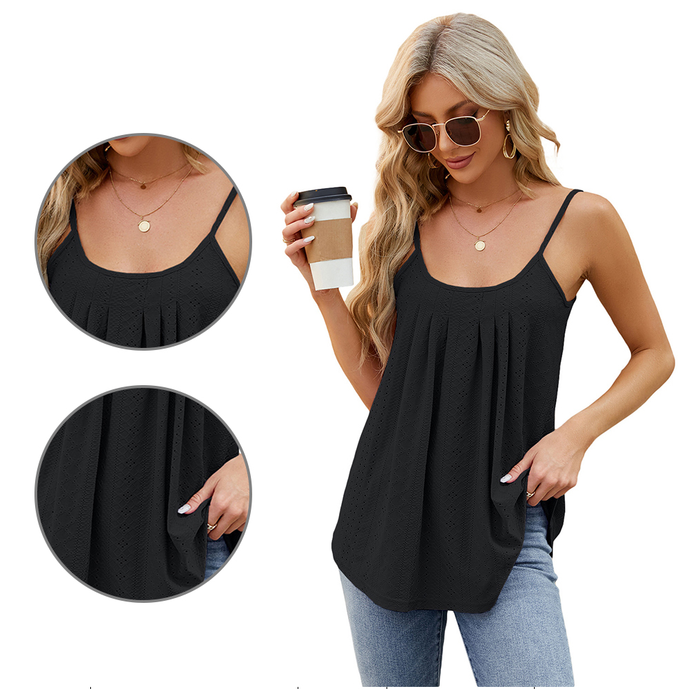 Women Camisole Spaghetti Strap Tank Tops Loose Fit Flowy Vest Black XL Gift