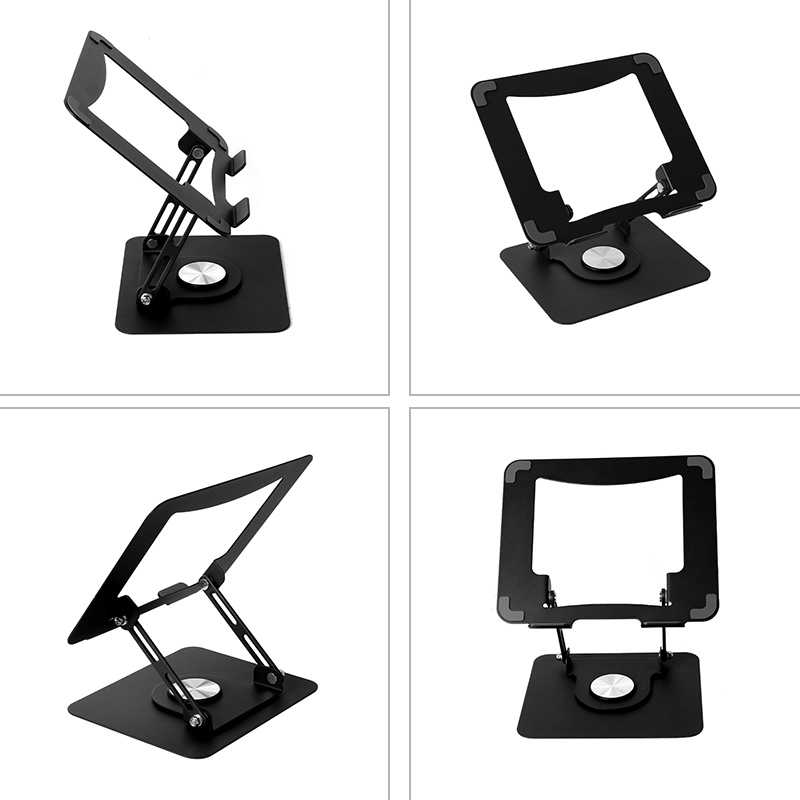 360-degree rotating metal portable laptop/tablet stand with adjustable bracket, black