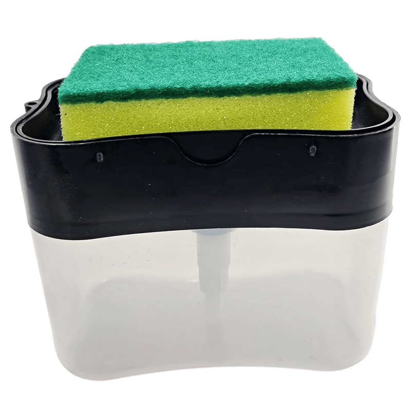 2 In 1 Sink Soap Dispenser and Sponge Holder Caddy 15 x 12 x 9.5 cm Random Colour Home