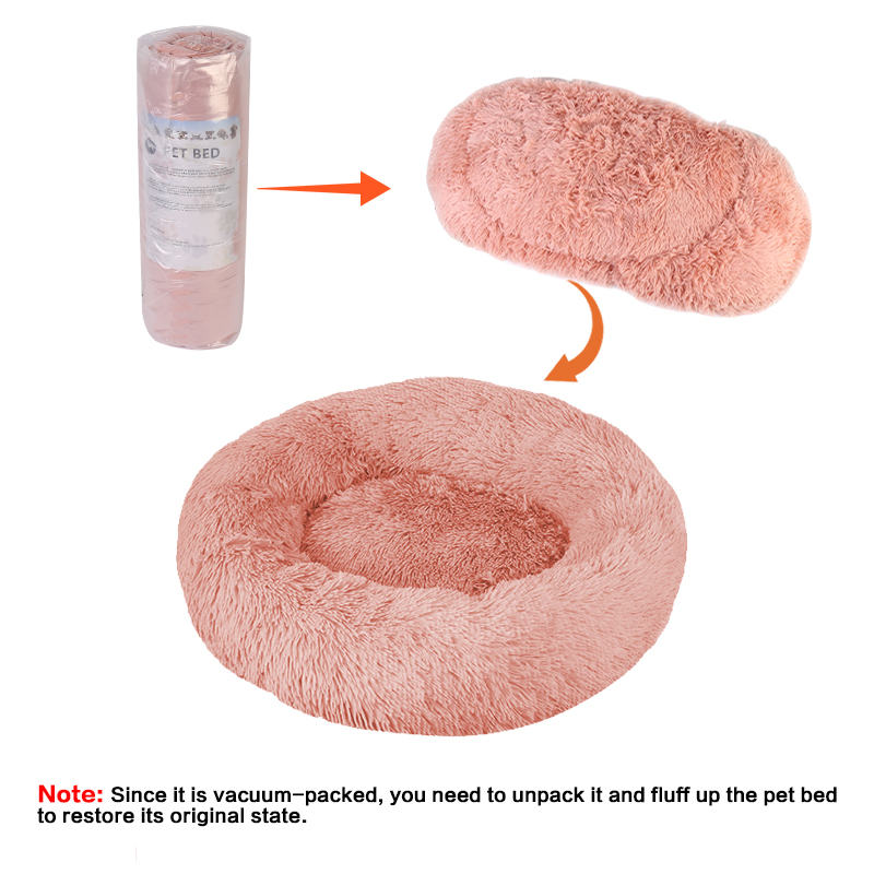 Removable, washable, comfortable, oversized pet round plush dog bed, 80cm, pink