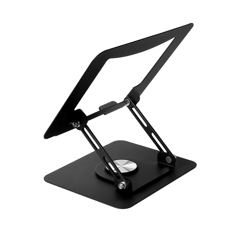 360-degree rotating metal portable laptop/tablet stand with adjustable bracket, black