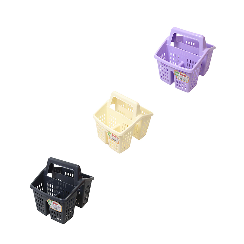 Plastic Utensil Cutlery Holder Basket 4 Sections with Handle 10 x 16 cm  Random Colour Home