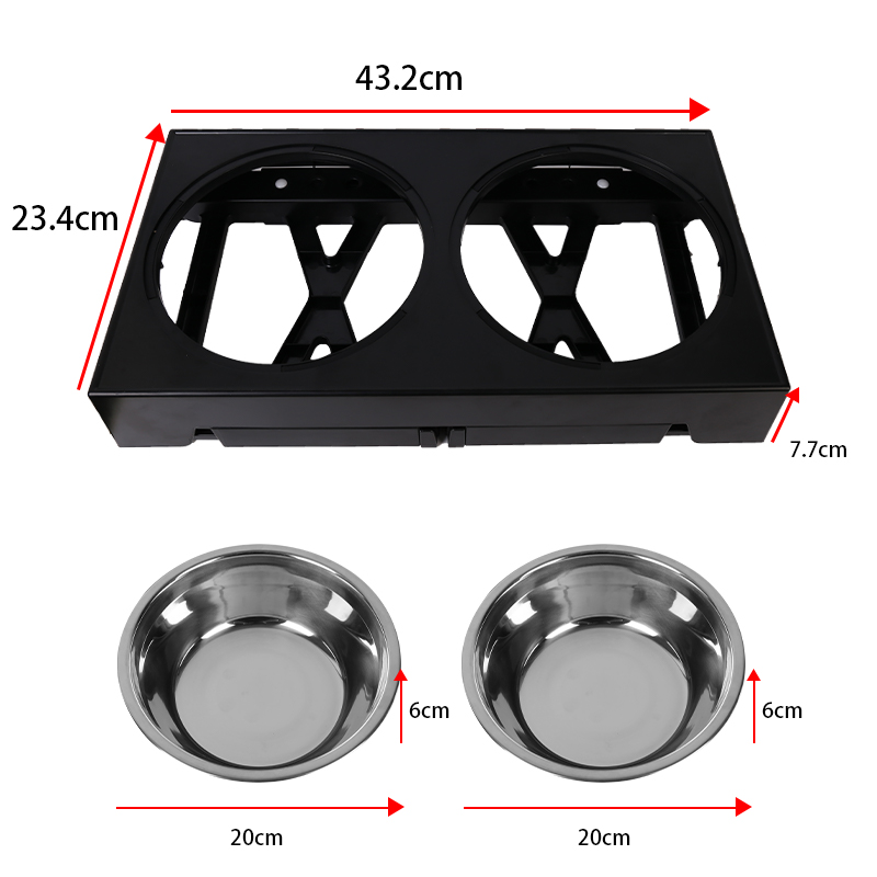 Elevated Dog Bowls 5 Height Adjustable Stand Raised dog bowl with Double Stainless Steel Bowls for Small Medium Large Dogs - Black Home