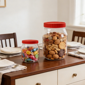 1500mL + 500mL Plastic Food Storage Jar with Lids Kitchen Storage Jar Reusable Freezer Storage Containers