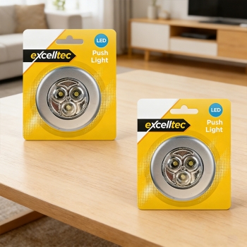 2 Pcs LED Touch Push On Off Light Self Stick On Click Battery Button Light Gift