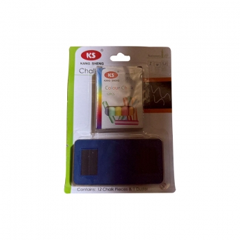 12pcs Coloured Chalk Sticks and 1pcs Duster Gift