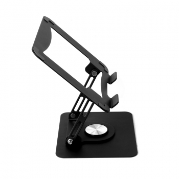 360-degree rotating metal portable laptop/tablet stand with adjustable bracket, black