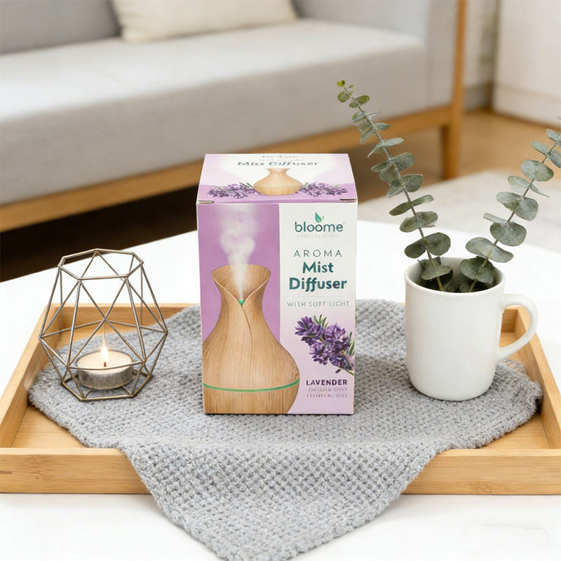 200mL Aroma Vase Mist Diffuser with Soft Light Lavender Fragrance Oil USB Aromatherapy Humidifier Random Colours
