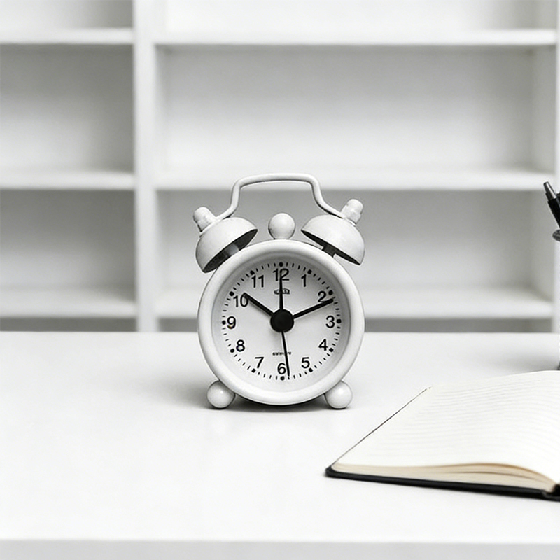 Double Bell Classic Alarm Clock Quartz Movement Mini Analog Clock Black