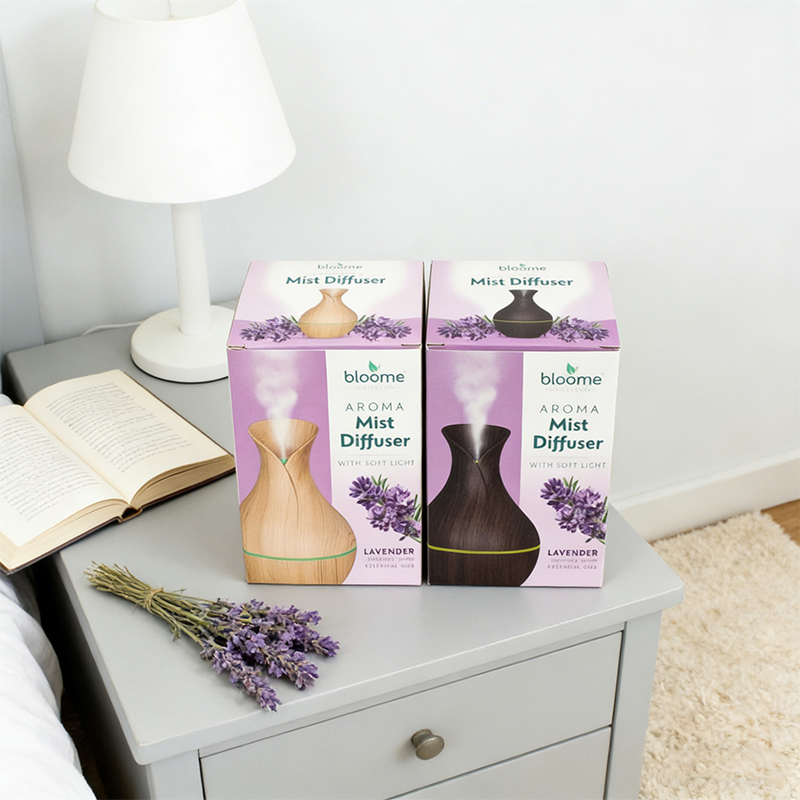 200mL Aroma Vase Mist Diffuser with Soft Light Lavender Fragrance Oil USB Aromatherapy Humidifier Random Colours
