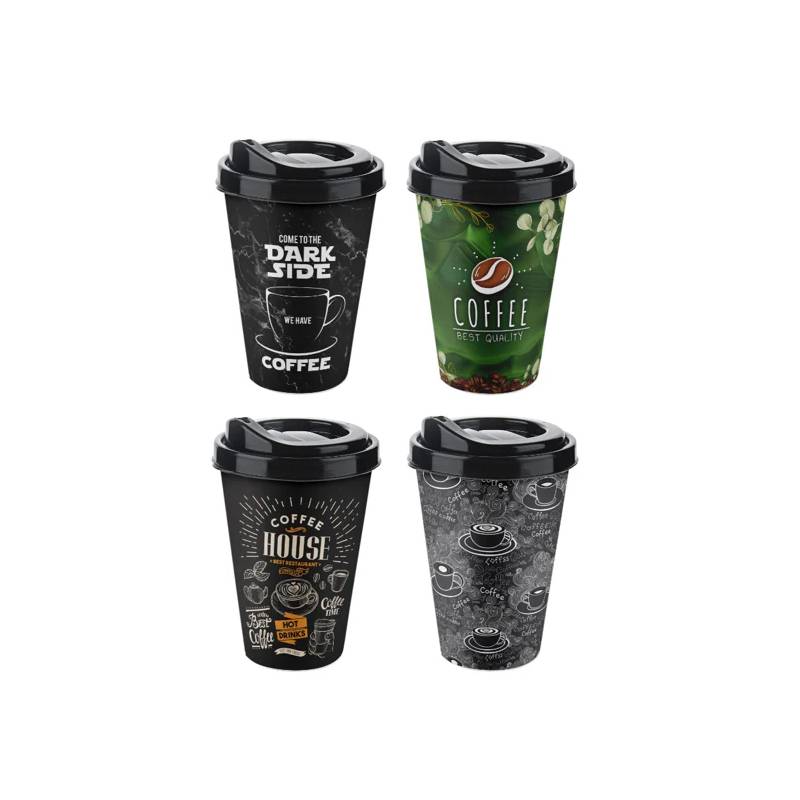 TTZ Reusable Plastic Travel Coffee Cup 400ml, Multiple Styles