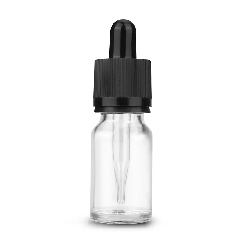Clear Glass Bottle Pipette Bottles Round Empty Boston Eye Dropper with Cap 30ml